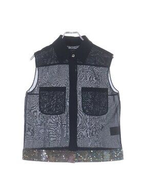 Chanel Sequin Sheer Sleeveless Blouse Black 38